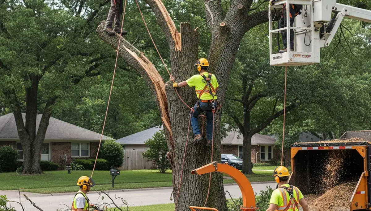 Emergency tree service crew clearing storm-damaged trees in Thornton, CO