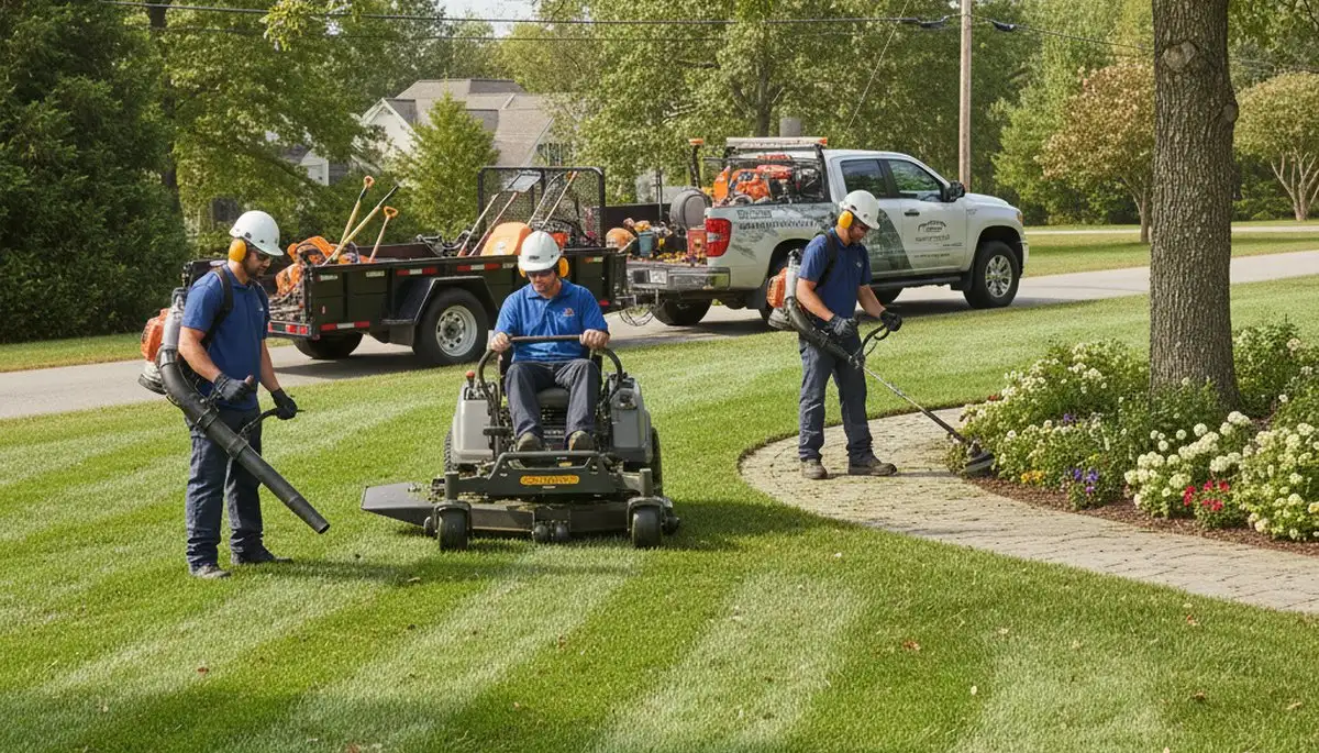 Professional tree service crew in Thornton, CO trimming trees for lawn care maintenance
