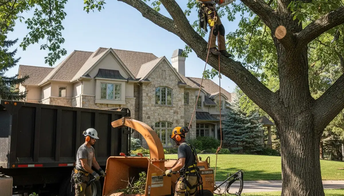 Tree service team in Thornton, CO performing professional tree trimming and maintenance