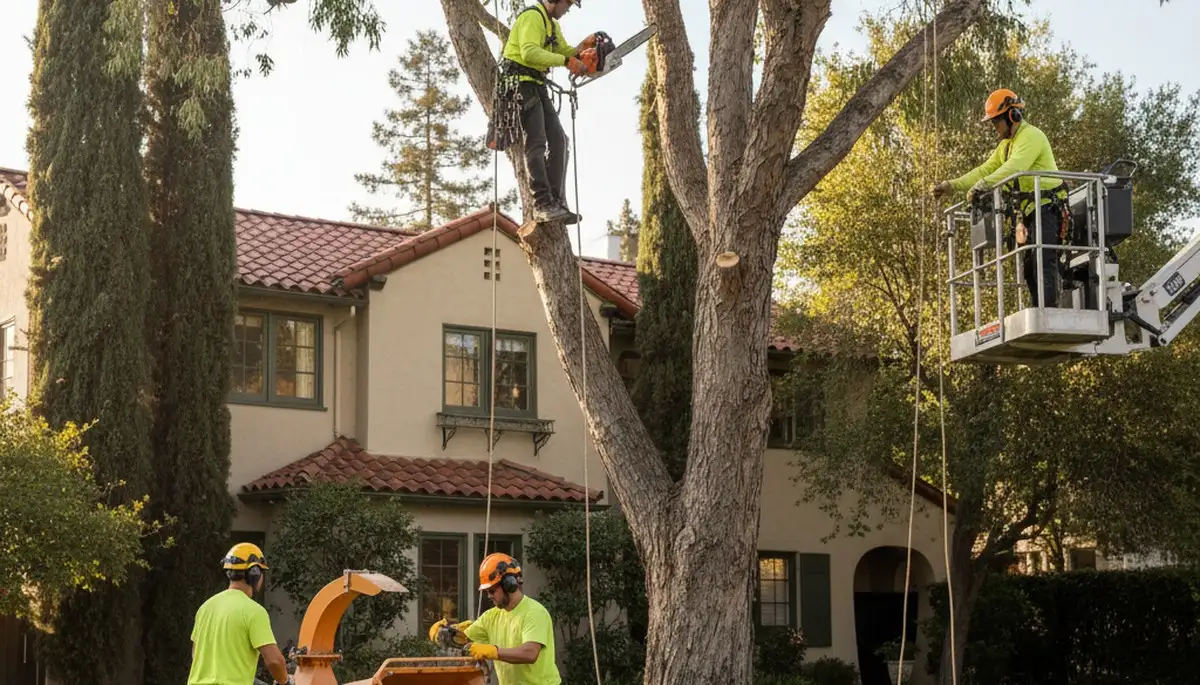 Tree service crew in Thornton, CO trimming a tree for safe, professional property maintenance