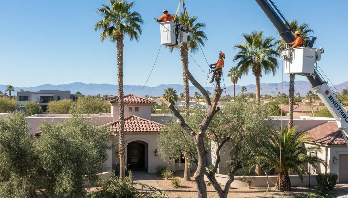 Tree service team trimming trees in Thornton, CO