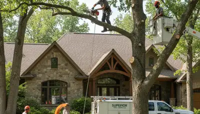 Thornton, CO tree service crew providing professional tree trimming for a local property